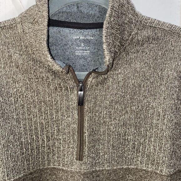 Van Heusen Flex Fleece 1/4 Zip Men's Pullover In Bungee Cord Gray Green Size S - Picture 6 of 11